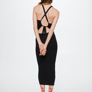 Black Side slit knit dress Mango